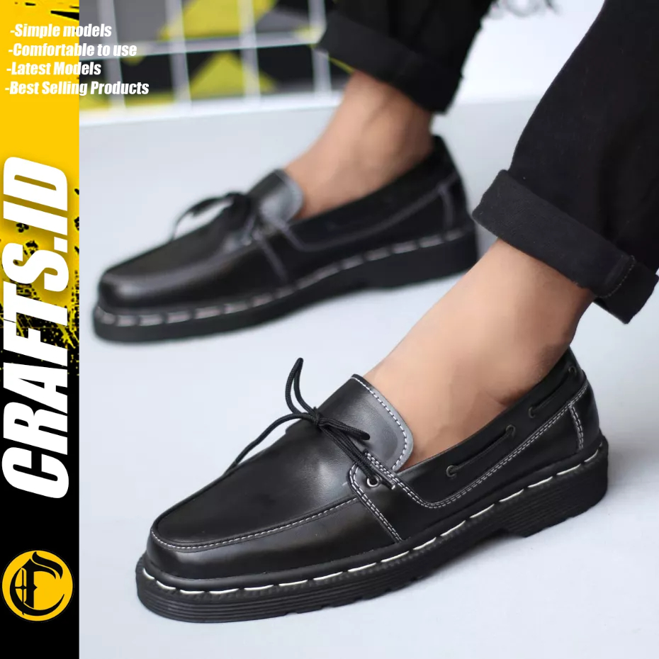 Crafts Sepatu Loafers Formal Hitam Kulit Pu Kerja Pria