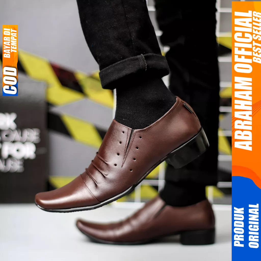 Sepatu Formal Pantofel Kulit Asli Kerja Hitam Ukuran Besar 44 45 46 47 Pria