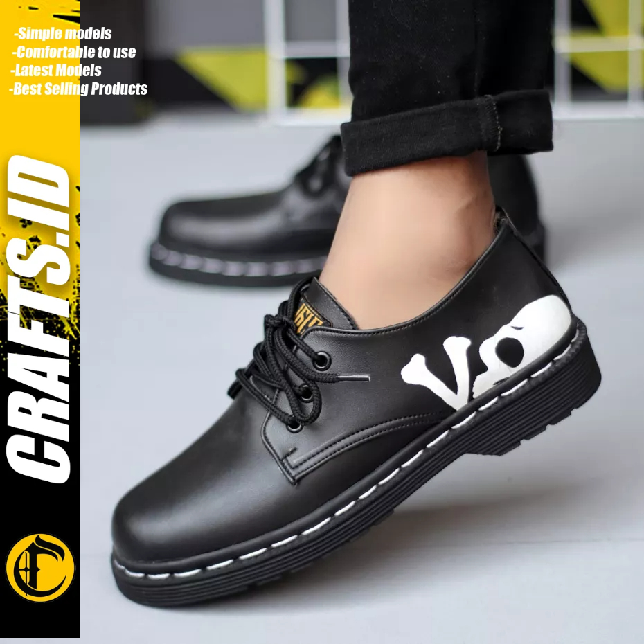 CRAFTS - Sepatu Pantofel Formal Docmart Low Boots Hitam Kerja Pria