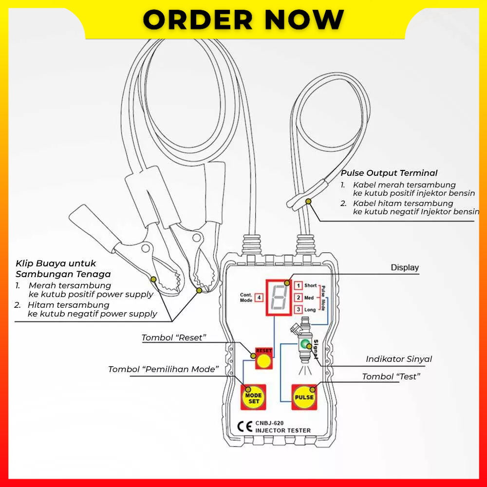 Injector Flush Cleaner Alat Uji Sistem Tekanan Bahan Bakar Kendaraan Diagnostik Deteksi Perbaikan Injeksi Mobil Fuel Injector Tester VODOOL CNBJ-620 - 7CBT0HGY