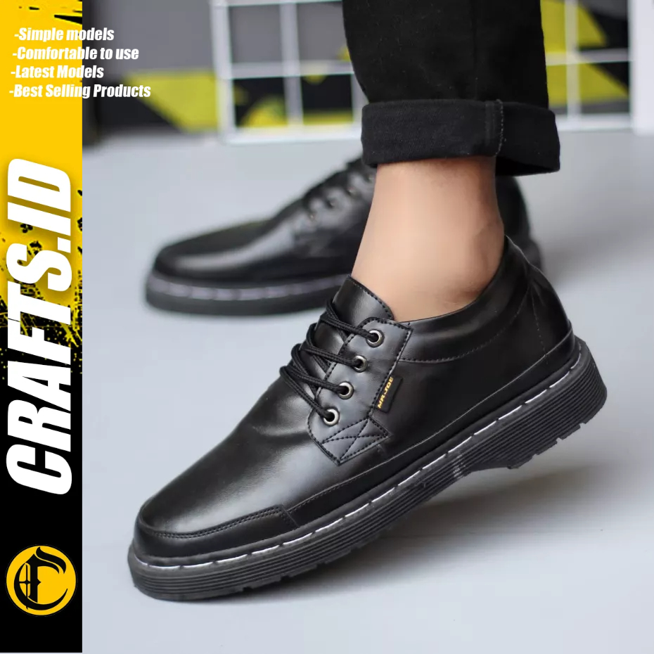 CRAFTS - Sepatu Formal Hitam Docmart Kulit Pu Kerja Pria