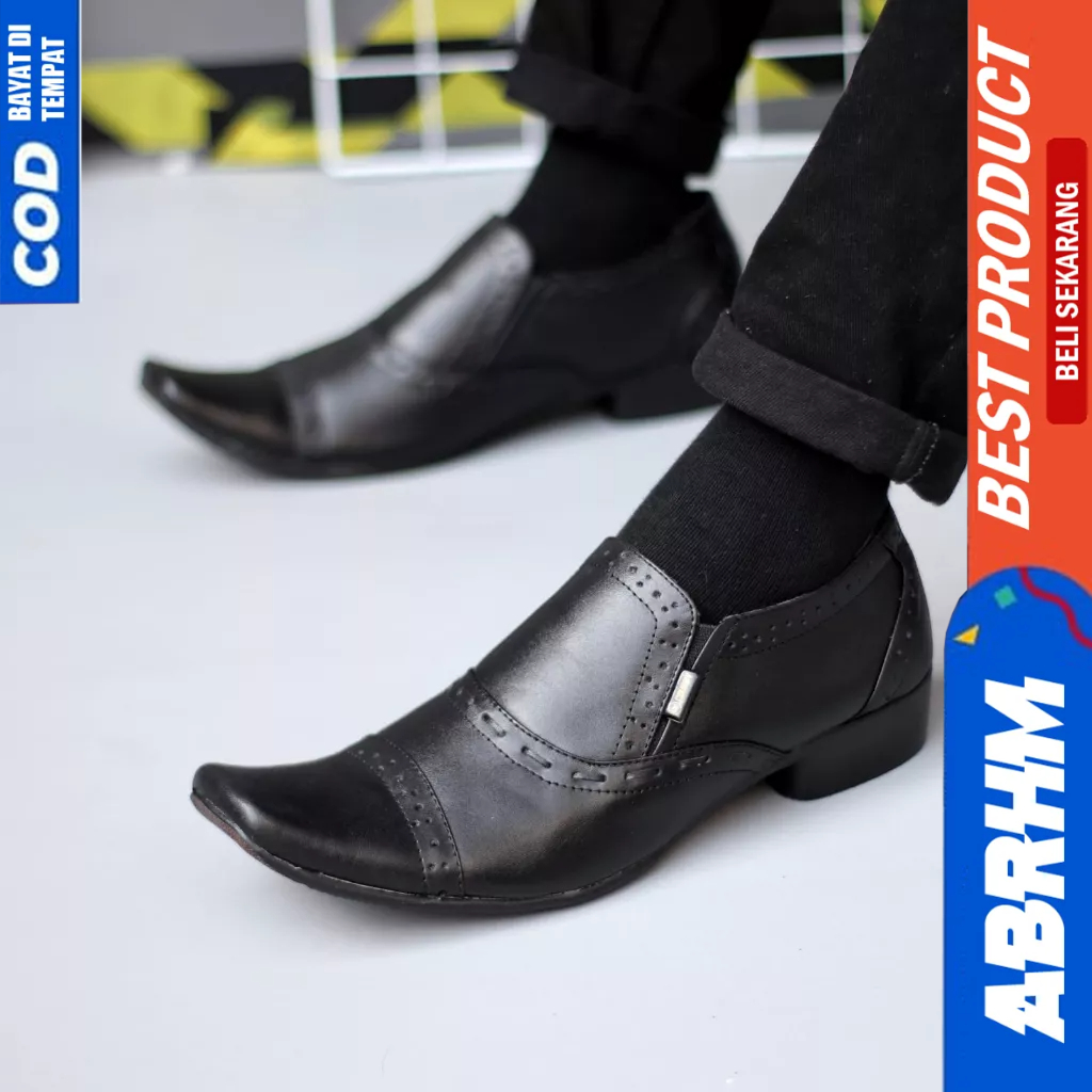 Sepatu Pantofel Formal Hitam Ukuran Besar 44 45 46 47 Kerja Kantor Kulit Asli Pria