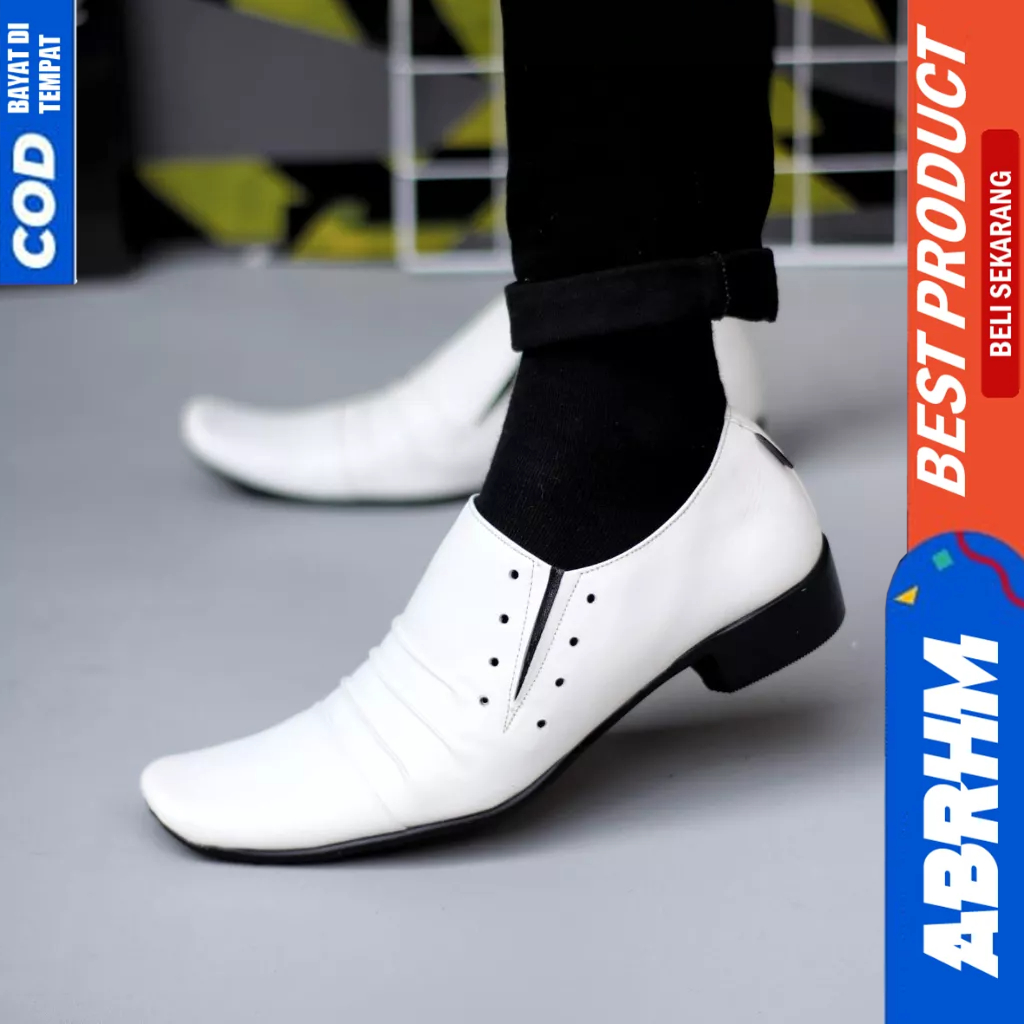 ABRHM Sepatu Pantofel Formal Hitam Kerja Kantor Kulit Asli Ukuran Besar 44 45 46 47 Pria