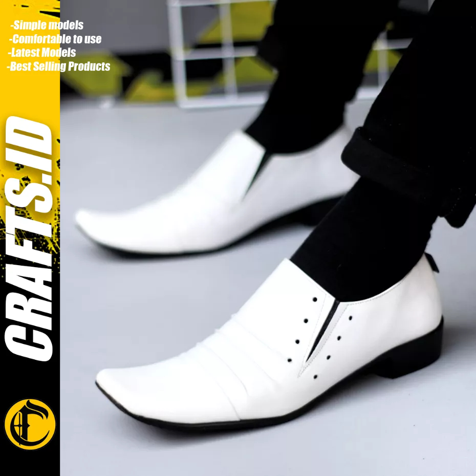 CRAFTS - Sepatu Formal Pantofel Kulit Ukuran Besar 44 45 46 47 Kerja Hitam Pria