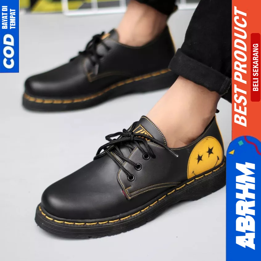 ABRHM Sepatu Formal Kerja Docmart Pantofel Hitam Casual Kerja Pria