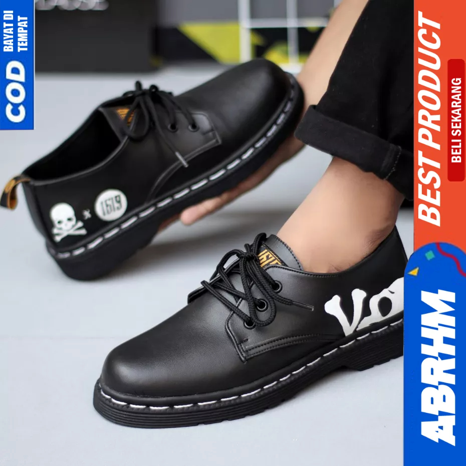 ABRHM Sepatu Pantofel Formal Docmart Hitam Pria