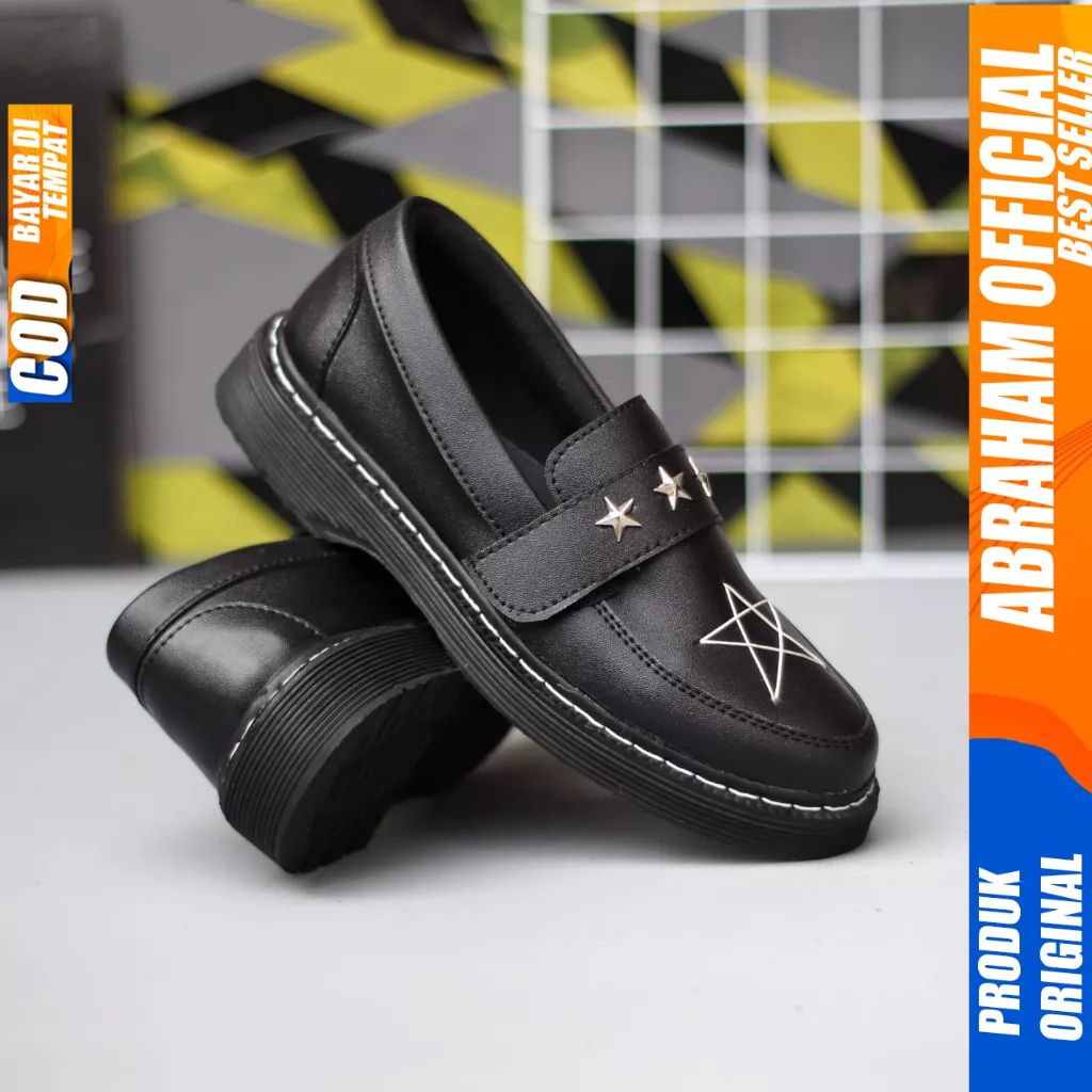 Sepatu Docmart Loafers Hitam Formal Pantofel Kerja Pria