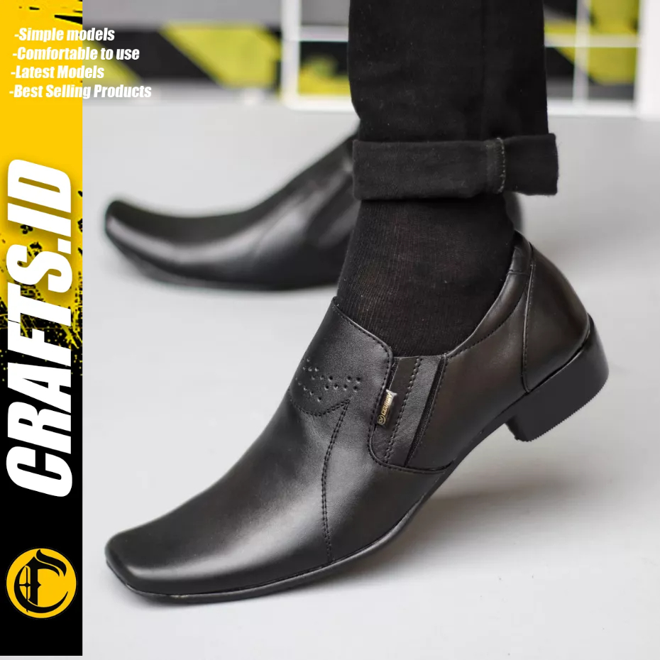 CRAFTS - Sepatu Formal Pantofel Tali Hitam Ukuran Besar 44 45 46 47 Kulit Asli Kerja Pria