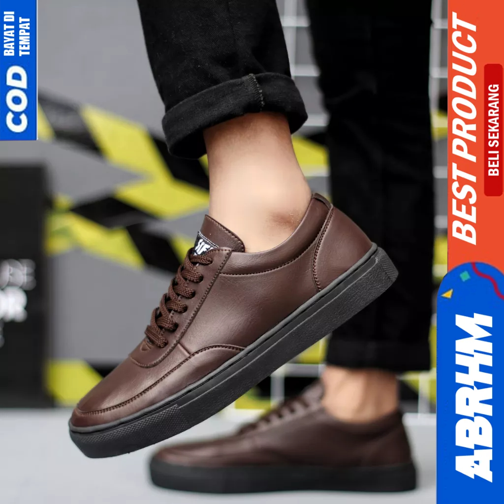 ABRHM Sepatu Casual Sneakers Hitam Kerja Formal Pria