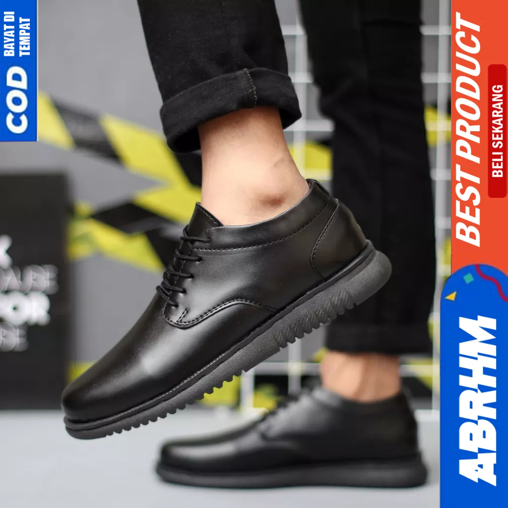 ABRHM Sepatu Oxford Formal Casual Pantofel Hitam Kerja Pria