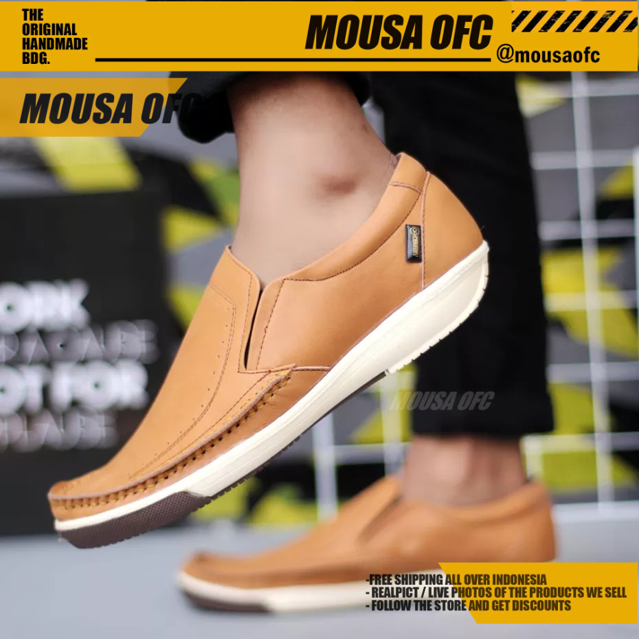 Sepatu Formal Casual Slop Hitam Kulit Kerja Pria