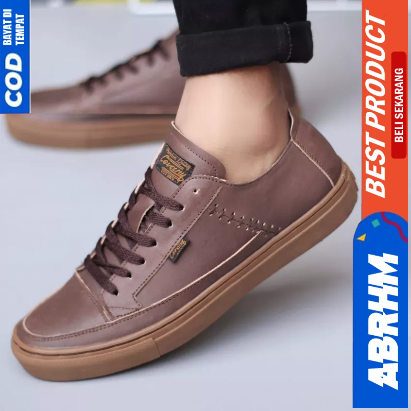 ABRHM Sepatu Formal Casual Kulit Asli Hitam Kerja Pria