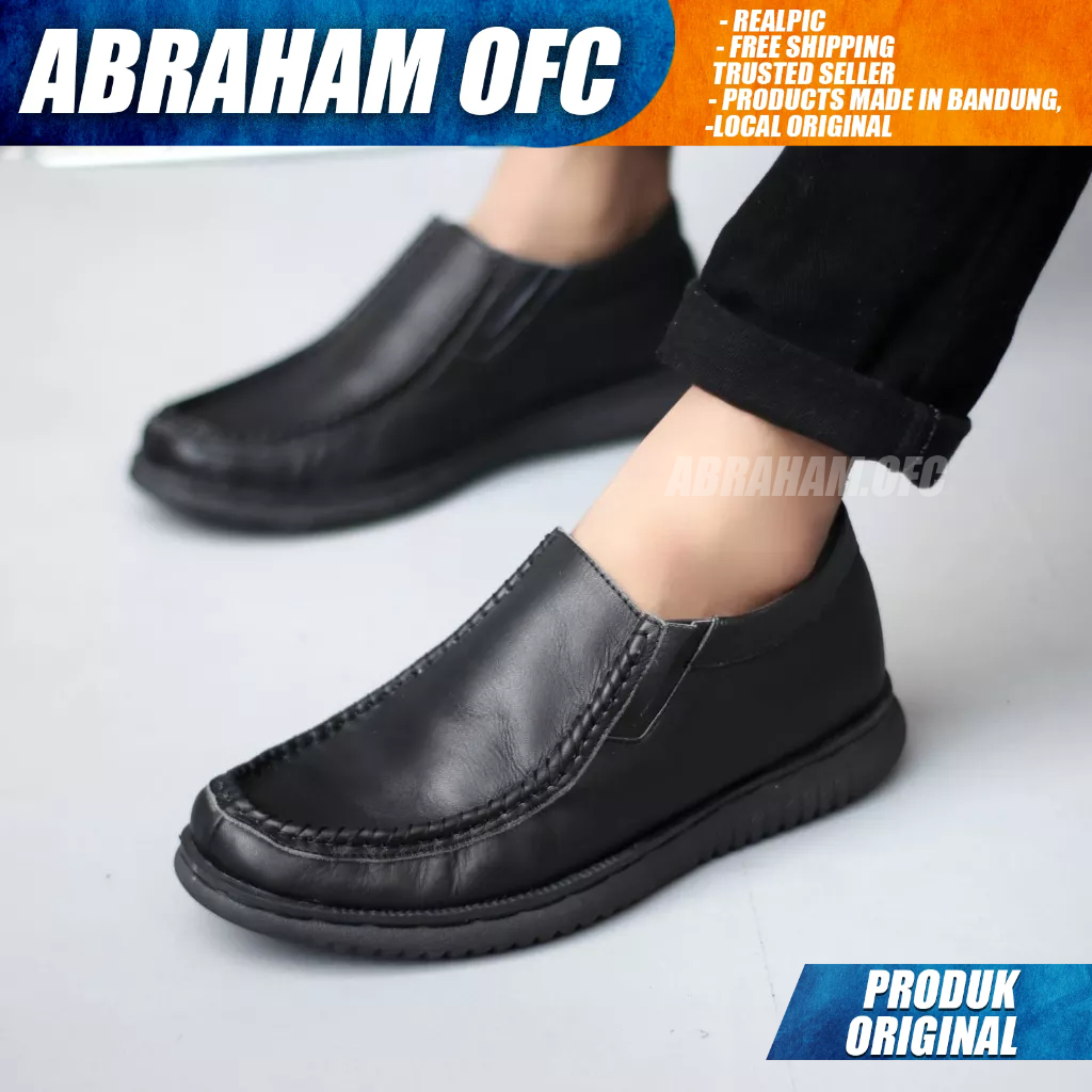 ABRAHAM Sepatu Formal Casual Kulit Full Hitam Kerja Pria