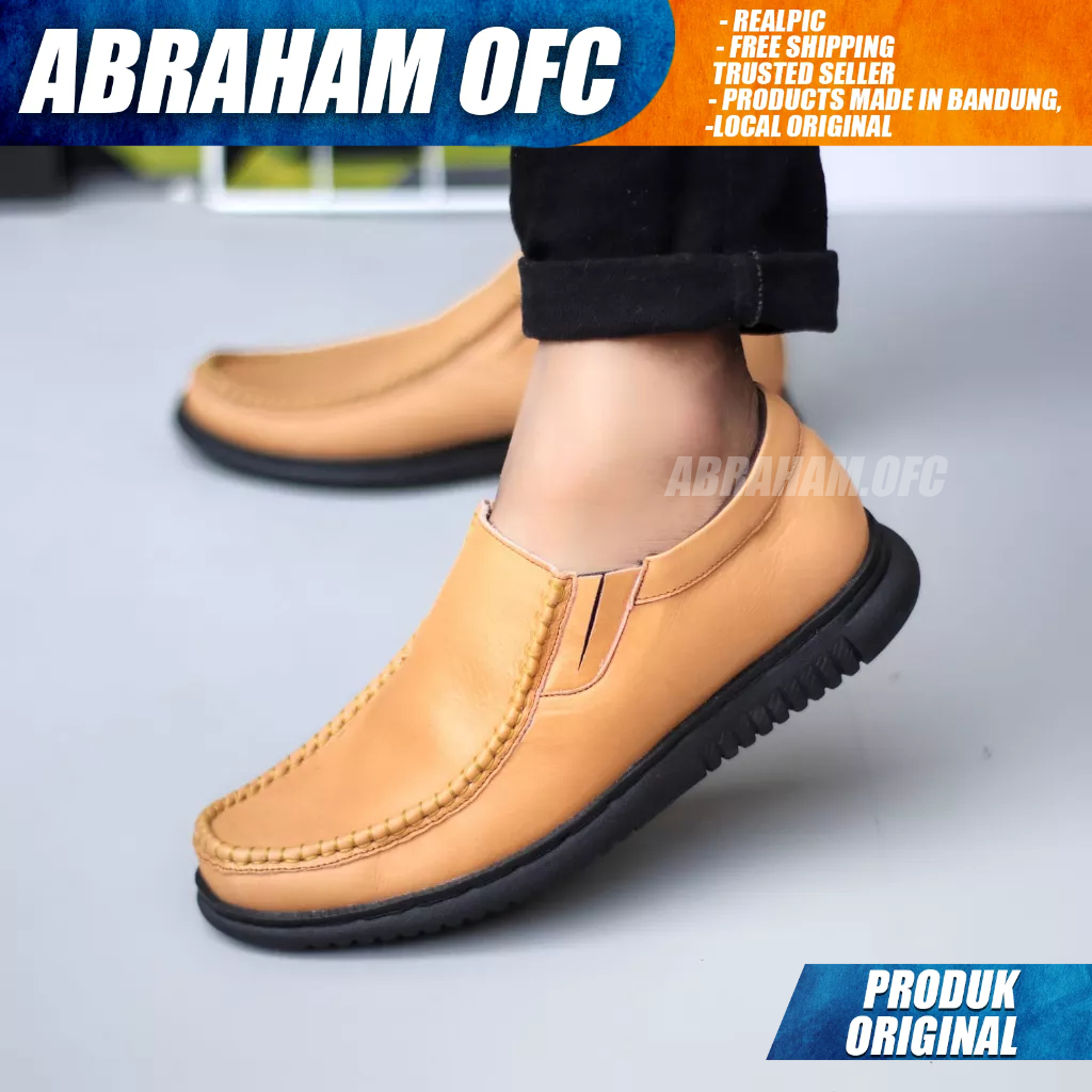 ABRAHAM Sepatu Formal Casual Kulit Full Hitam Kerja Pria