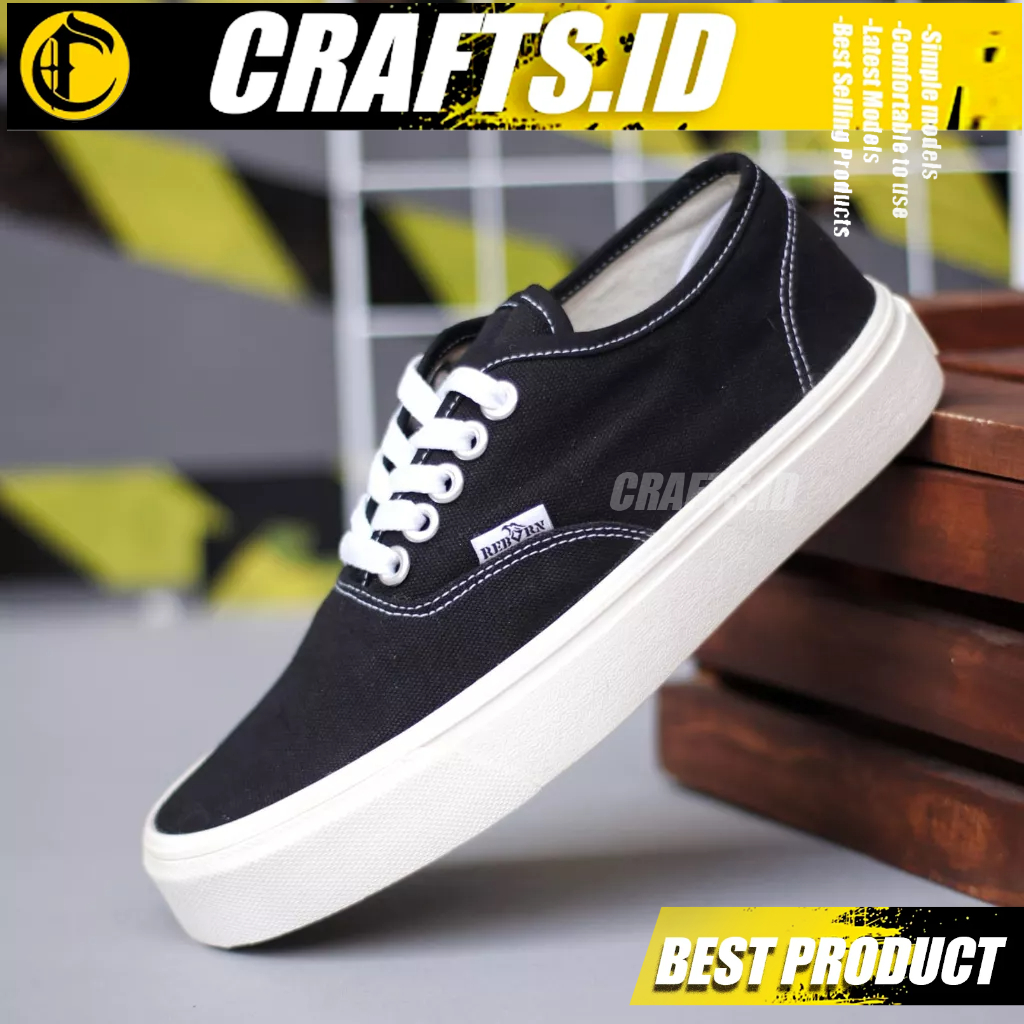 Sepatu Sneakers Kasual Pria Hitam Sekolah