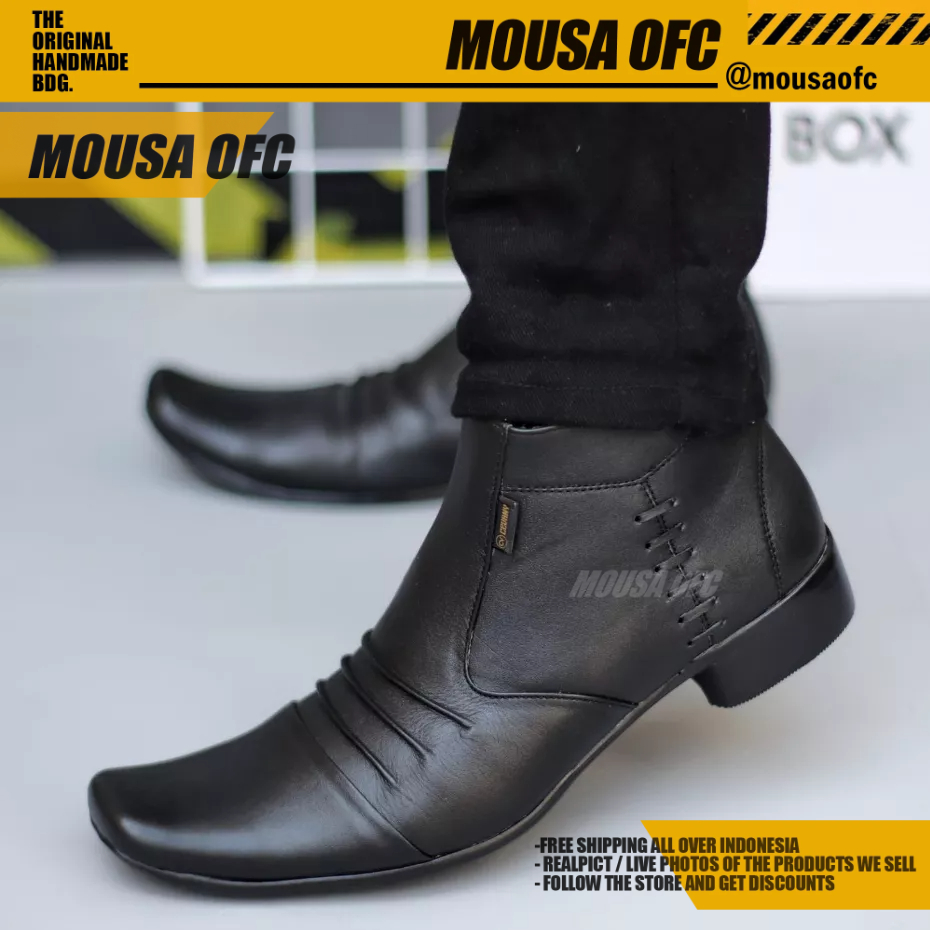 Sepatu Boots Pantofel Kulit Asli Hitam Pria