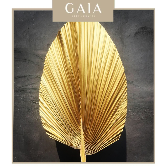 Daun Palem Kering mini warna gold isi 5