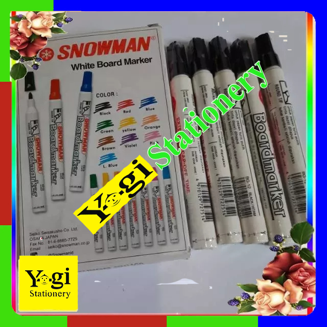 

Spidol Snowman whiteboard hitam 1pk isi 12 spidol