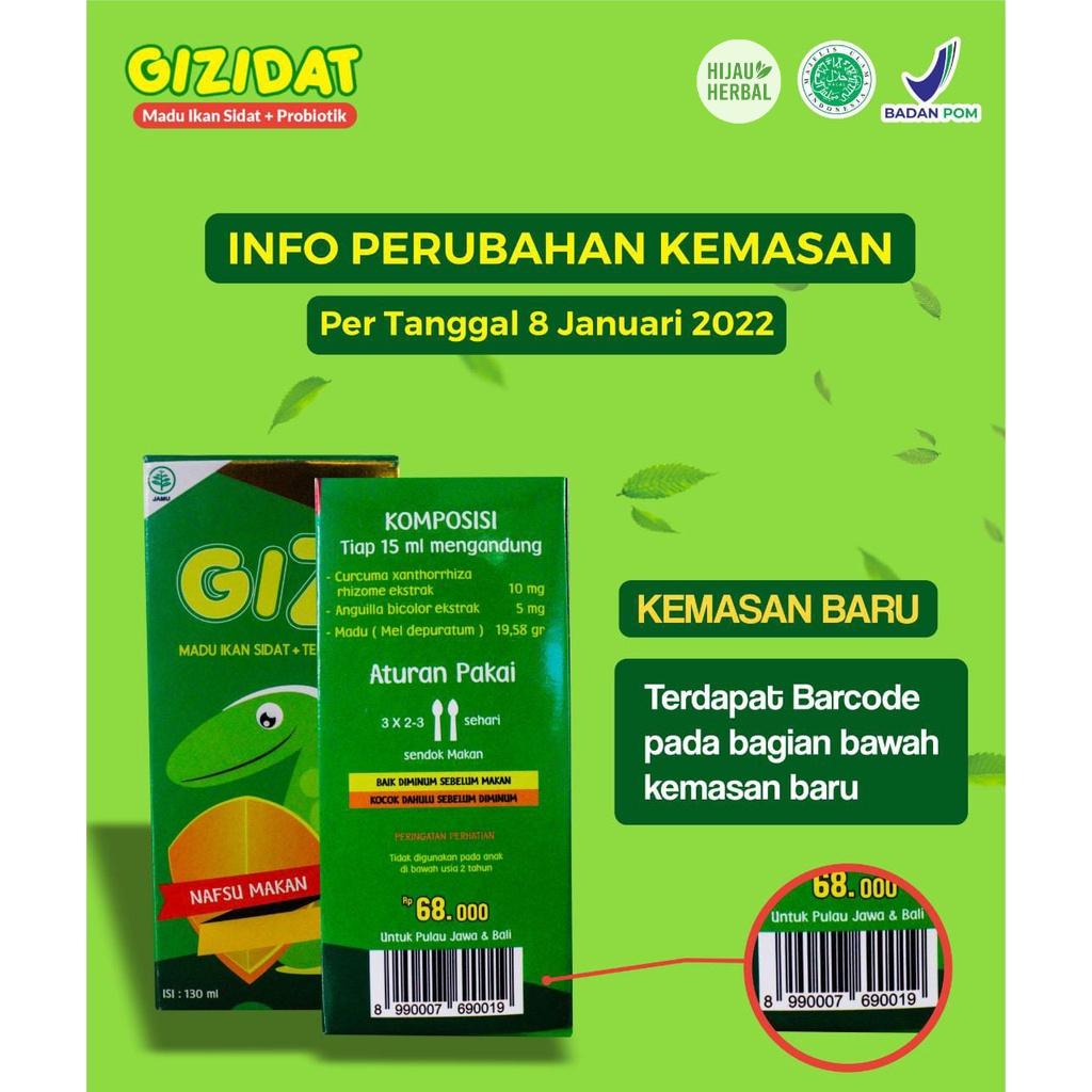 Gizidat Paket Lahap Makan 2 Botol - Original Multivitamin Penambah Nafsu Makan &amp; Berat Badan BB Anak Sehat Cerdas Madu Penggemuk Badan Gemuk