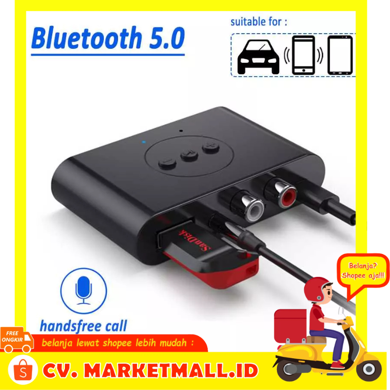 Audio Bluetooth 5.0 Receiver Adapter Control Smartphone Plug &amp; Play AUX 3.5mm RCA VIKEFON - 7RSKCRBK