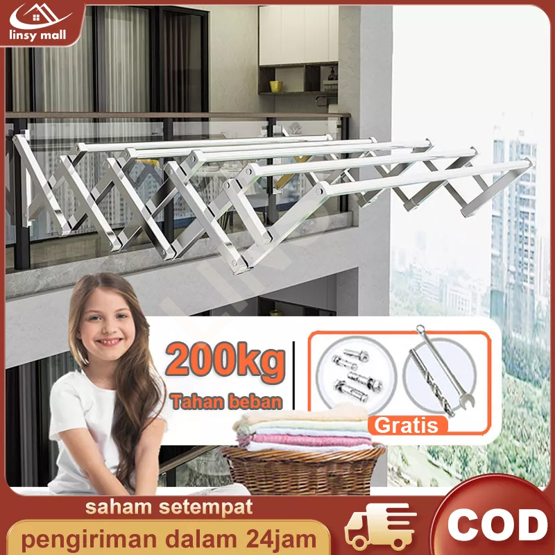Jemuran baju pakaian dinding 200CM / jemuran dinding stainless steel /Jemuran lipat dinding