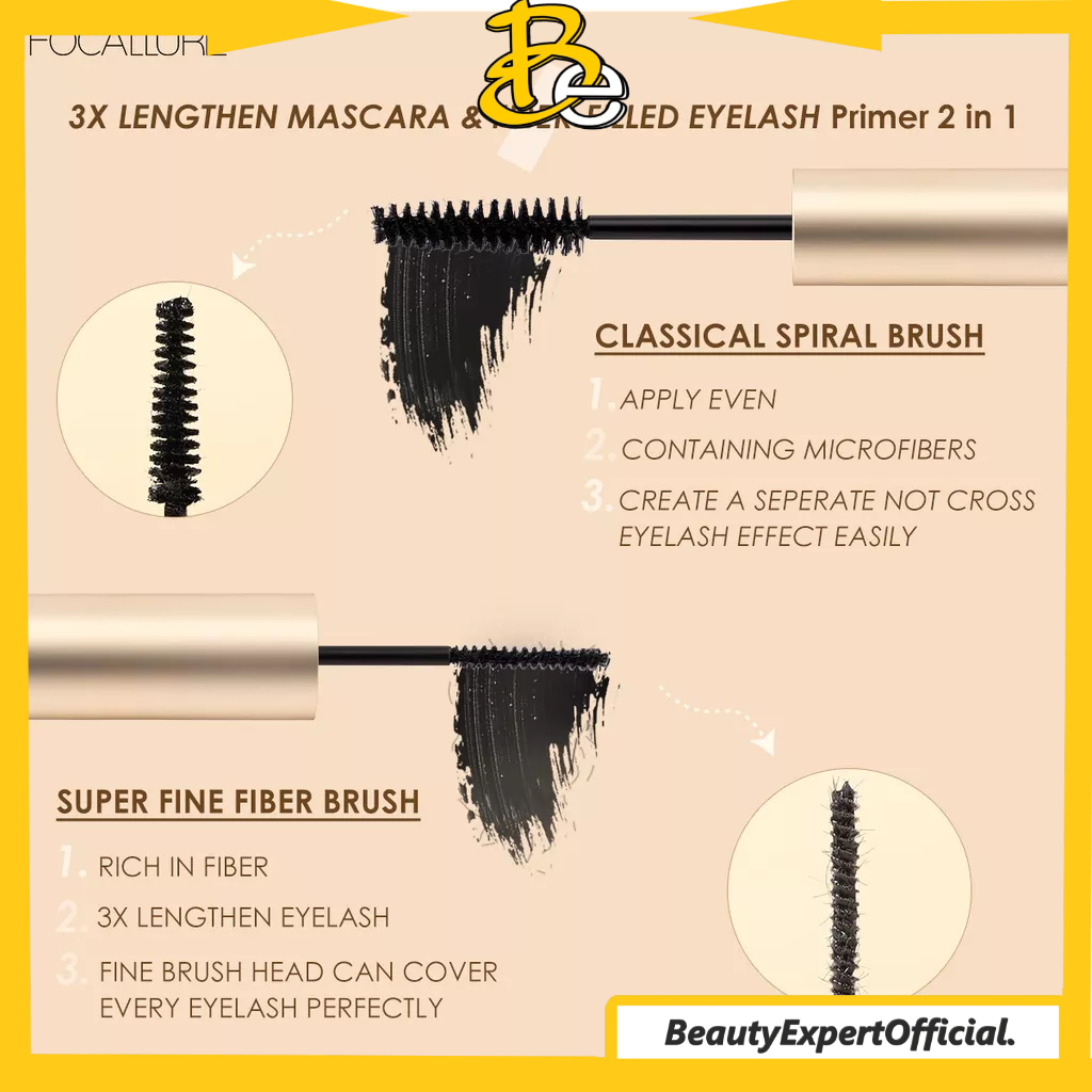 ⭐️ Beauty Expert ⭐️ FOCALLURE 2 In 1 Waterproof Maskara &amp; Eyeliner fiber eyelash primer FA160