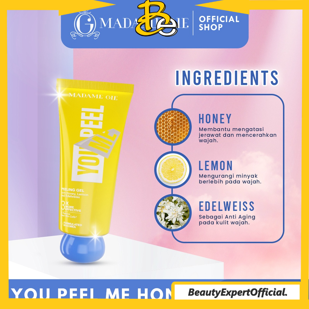 ⭐️ Beauty Expert ⭐️ Madame Gie Madame You Peel Me - Peeling Gel 01 Blueberry Pomegranate Starfruit 02 Honey Lemon Edelweiss / Skincare Face Body Care Exfoliating Exfoliasi Exfo Wajah Tubuh Sel Kulit Mati