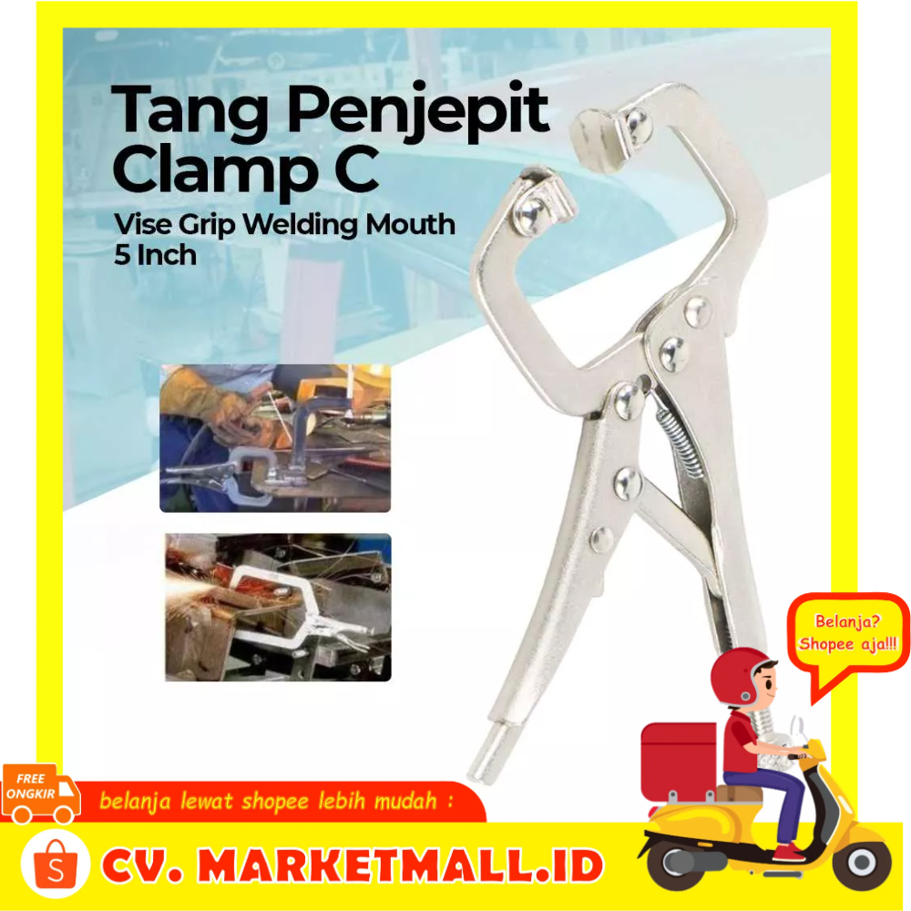 Tang Penjepit Buaya Kayu Besi / Klem Jepit Vise Grip Welding Mouth C Clamp 5 Inch Stabil Grip Anti Slip SPIFFLYER - 7ROTKYSV