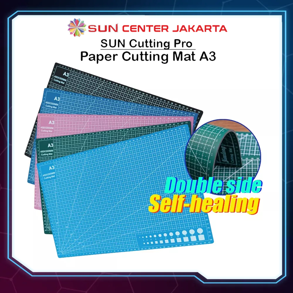 Alas Potong Kertas (Cutting Mat) Uk. A3, A4, A5 Bahan PVC, Double-Side, Self Healing untuk potong kertas HVS, Foto, Art Paper, Silky, Doff, Kartu Nama