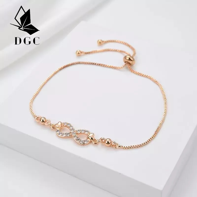 D.G.C✨COD✅Gelang Titanium Wanita Anti Karat Lapis Eams Cantik Berlian Cinta Korean Style Fashion Aksecoris Gelang Serut Perhiasan Dawasa D822