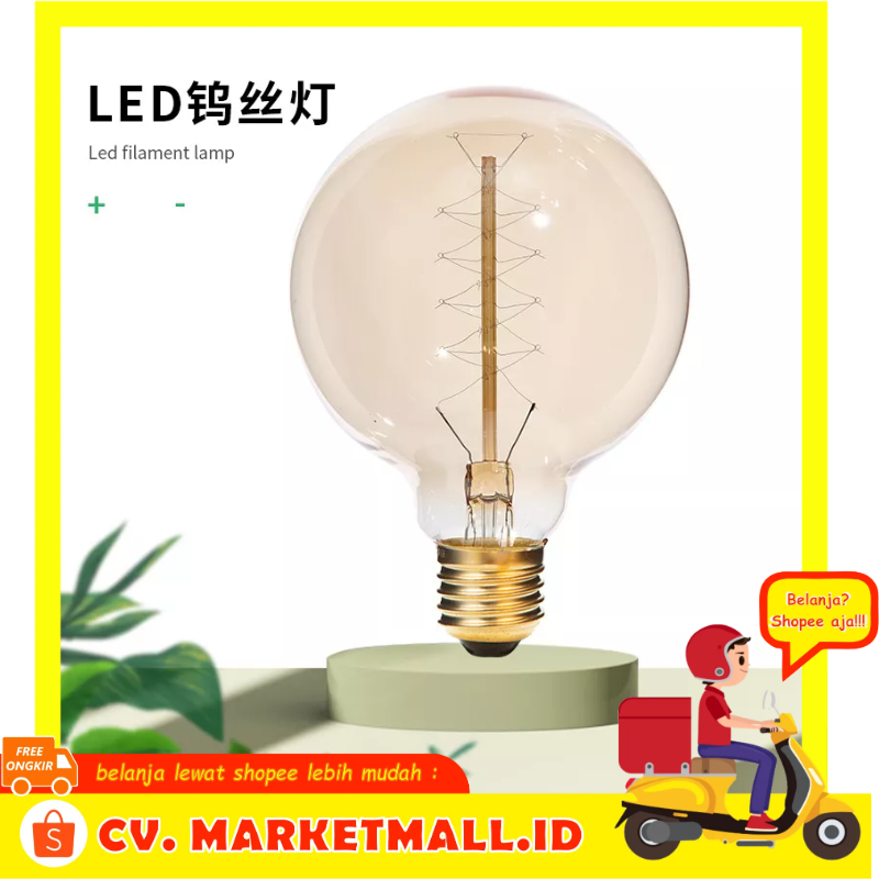 Bola Lampu Pijar Retro Edison Kawat Lurus Berkelok-Kelok 4W Soket E27 YNL G80 - 7CLL4JYL