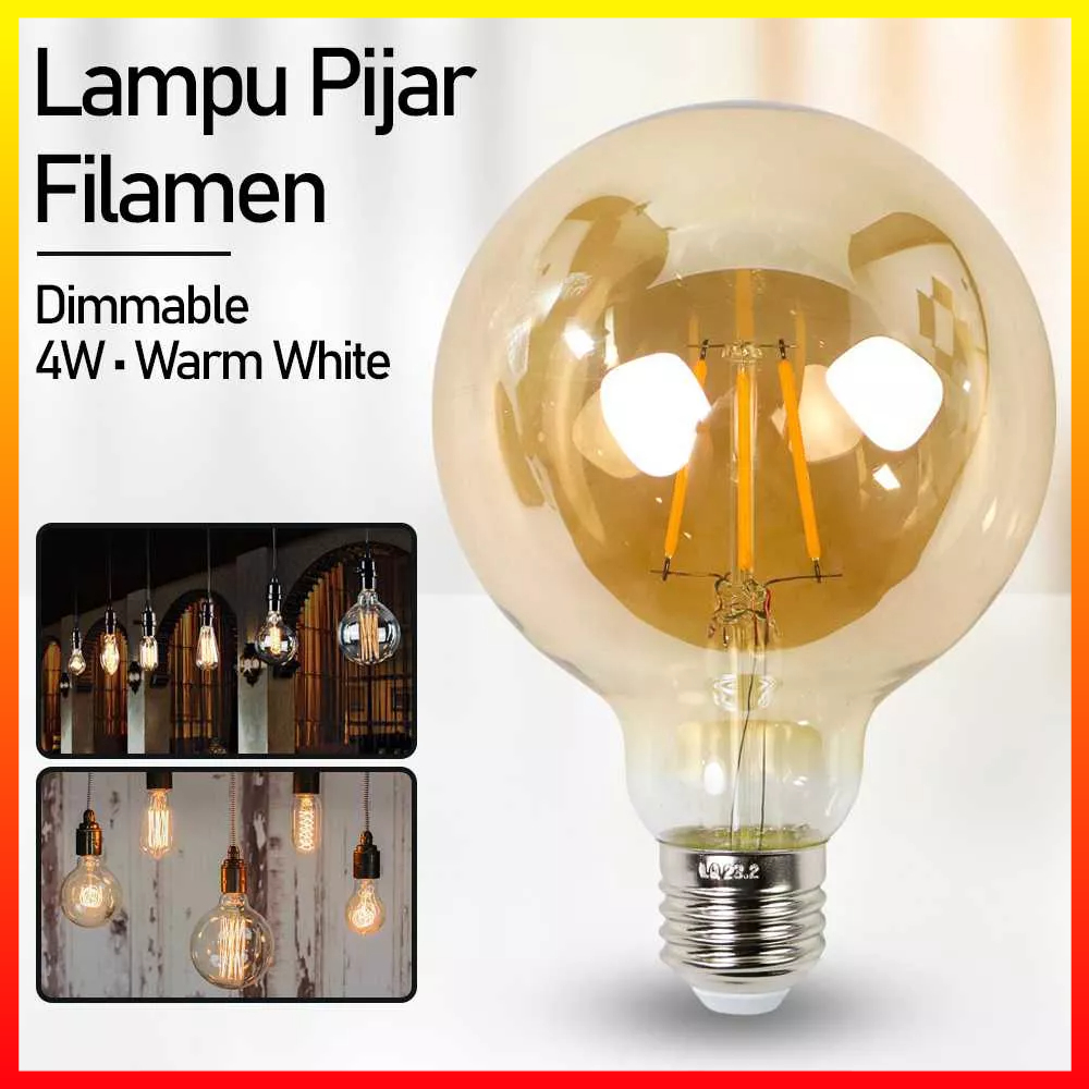 Bohlam Lampu Pijar Antik Kaca Edison 4W Warm White XNL G95 - 7CLL4MBR