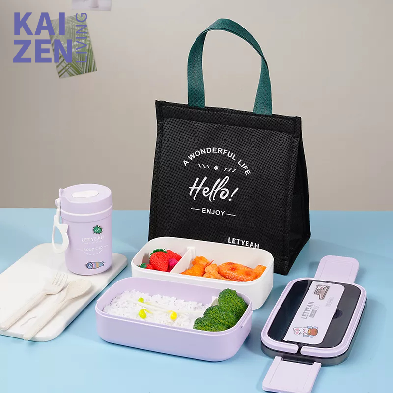 Letyeah &amp; Kaizenliving Lunch box Set Tas Kotak Bekal Makan 1600 ml Lunch Box Free Sendok BPA Free Kotak Makan