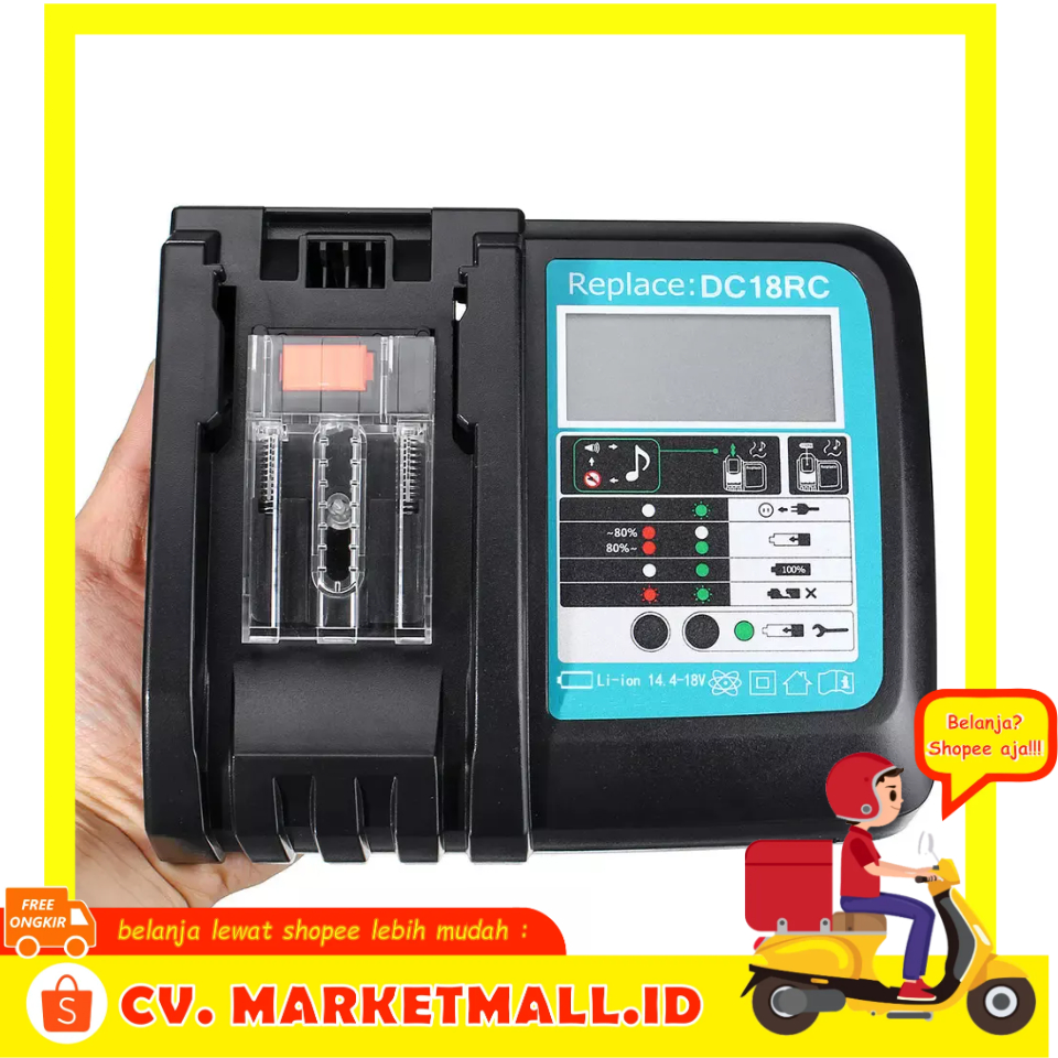 Bor Baterai Charger 14.4volt-18volt Untuk Makita Bl1820 Bl1820b Bl1825 Bl1830 Bl1830b MTX 90058-CH - 7RBT1QBK