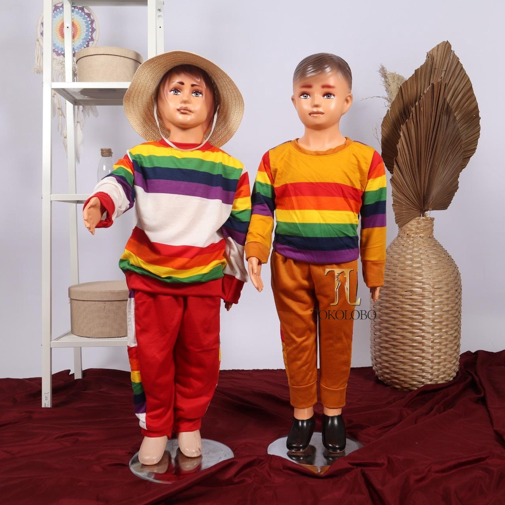 tokolobo set anak sweater pelangi