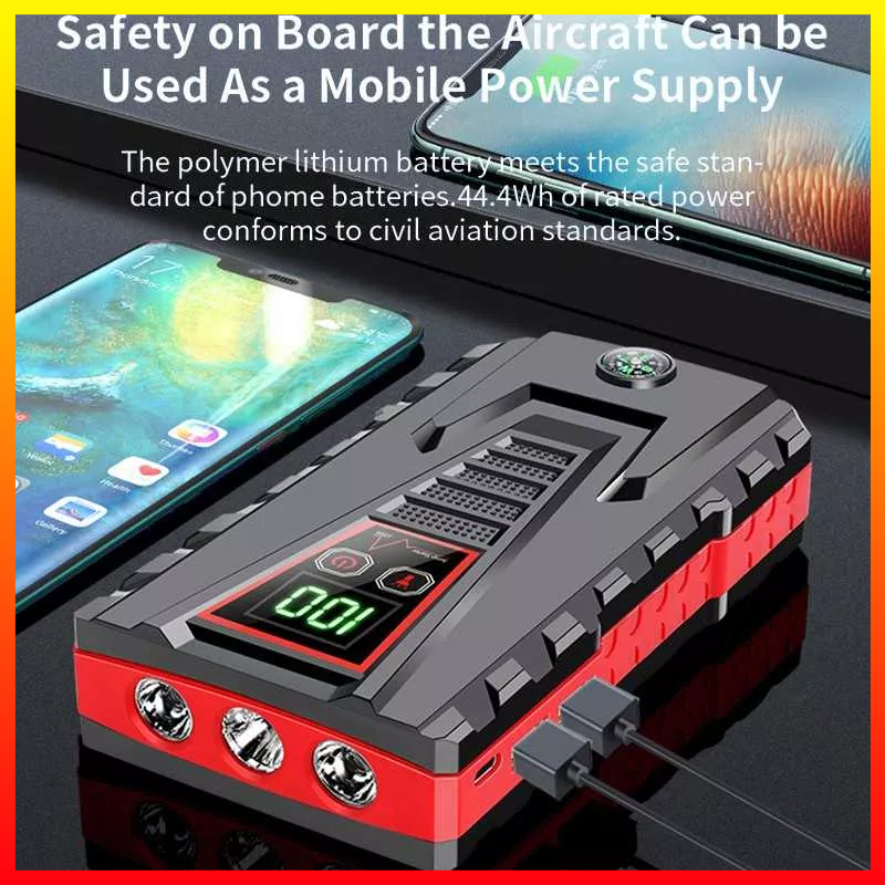 Power Bank Car Jump Starter Layar LCD Senter Dual USB Port 12V 10000mAh JXIANG POWER JX56 - 7CWB0BBQ