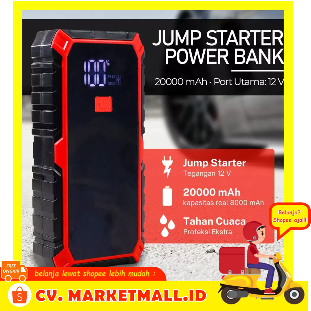 Booster Charger Alat Darurat Baterai Mobil Jump Starter Power Bank Jumper Senter USB 12V 20000mAh JXIANG POWER JX-60 - 7CWB0EBQ