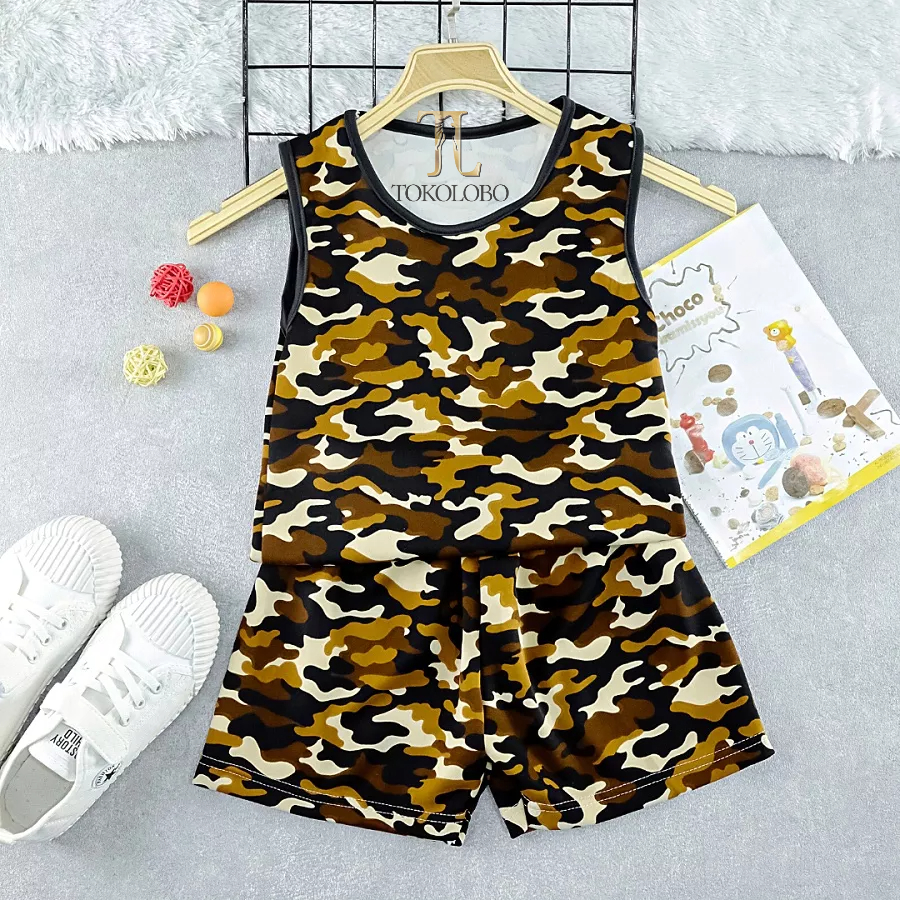 tokolobo set anak singlet loreng unisex