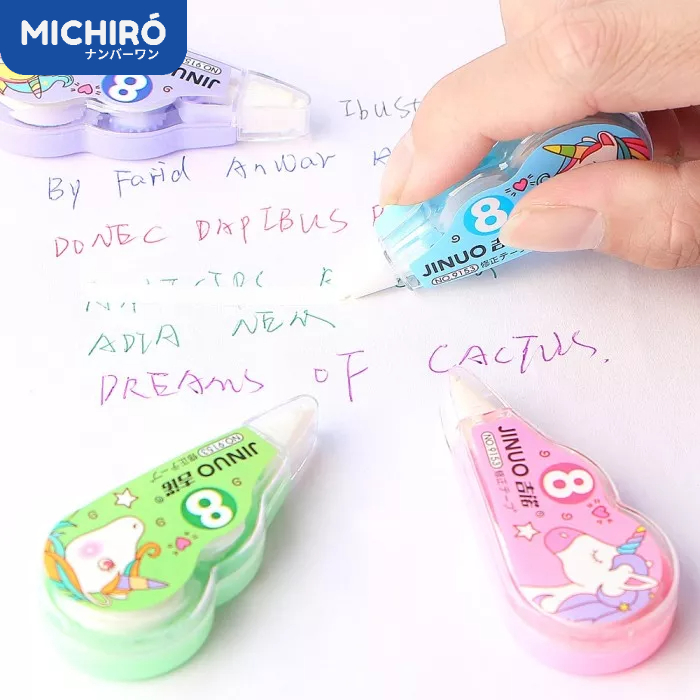 Michiro Correction Tape Bentuk Unicorn Lucu / 1 set isi 4 pcs Correction Tape Tipe-x Tip-x Kertas Ro