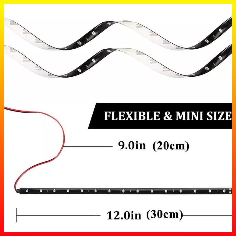 Lampu LED Strip Fleksibel Modifikasi Interior Eksterior Dekorasi Mobil Motor Sepeda Cahaya Terang DC 12V SMD 30 Cm 1PCS Hamy H1230 - 7CLL2PBV