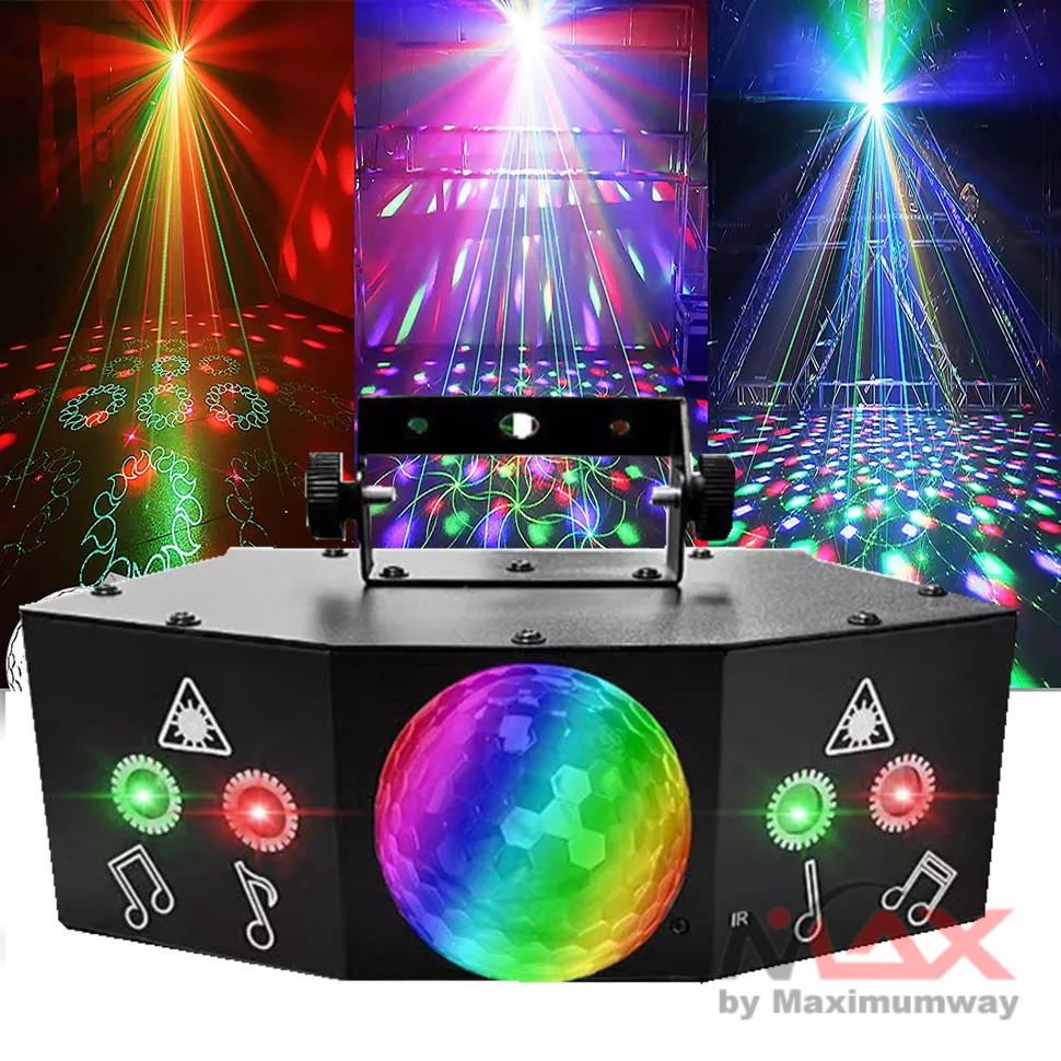 YUNFA Laser Stage plus Magic Ball plus Strobe Sensor suara DMX control Disco Ball lampu sorot panggung Dangdut dan pesta Stage Laser Projector Disco Ball Voice Control Strobe DJ Controller Party Christmas Holiday Club Wedding cafe dangdut Decoration