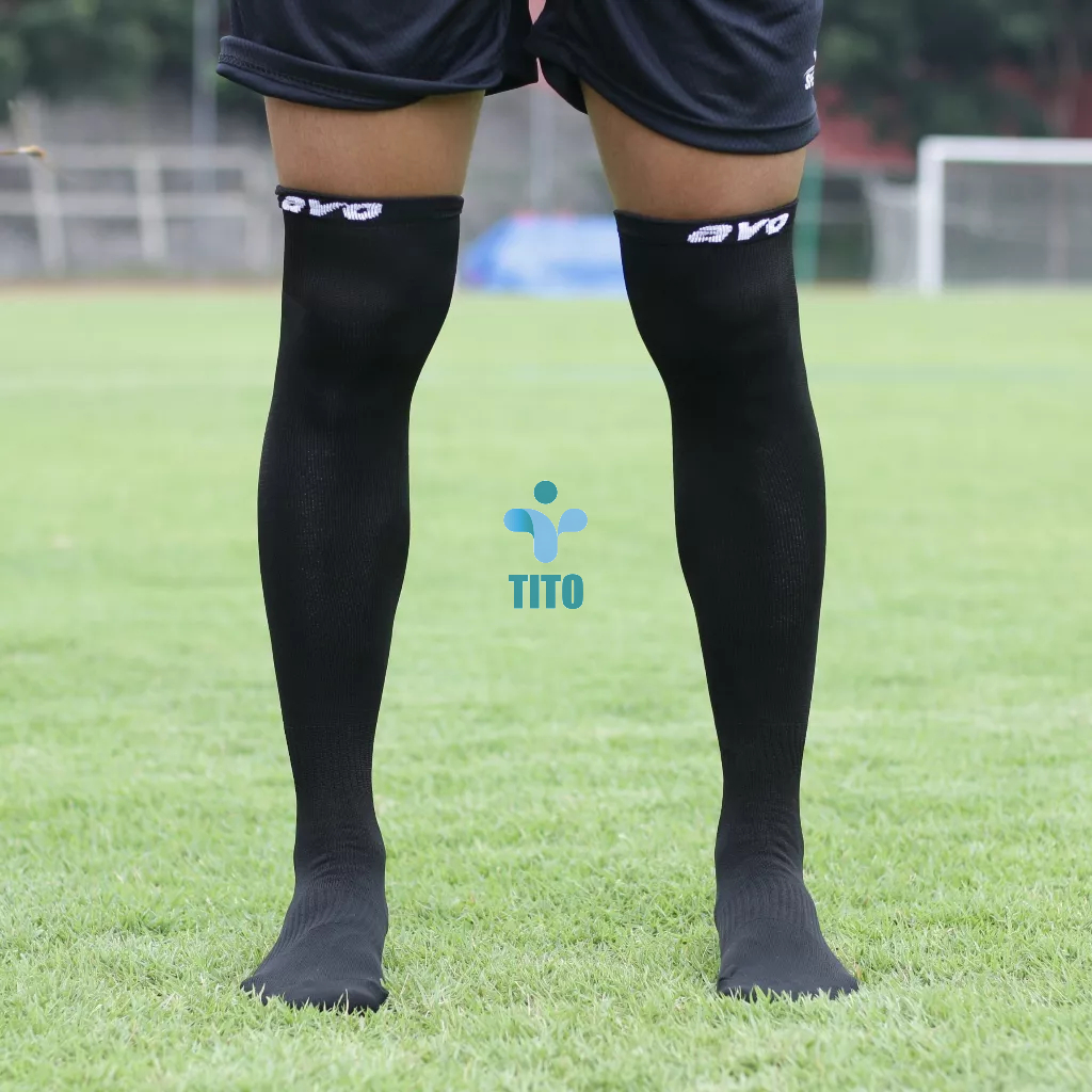 Kaos kaki hitam putih warna olahraga olah raga futsal sepak bola panjang pria wanita dewasa tebal av