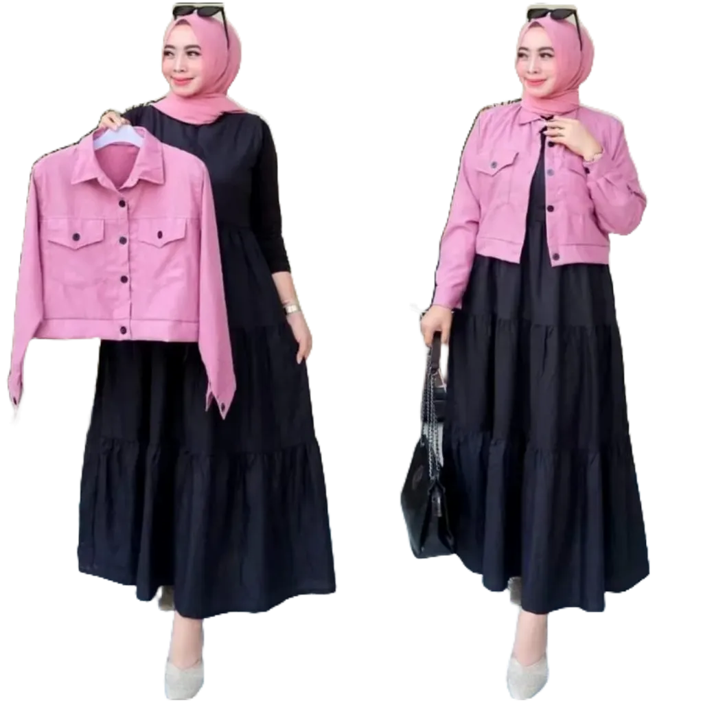 Setelan Wanita 1 set Jumbo Wanita Muslimah Casual Santai Style Korea Trandy Terbaru