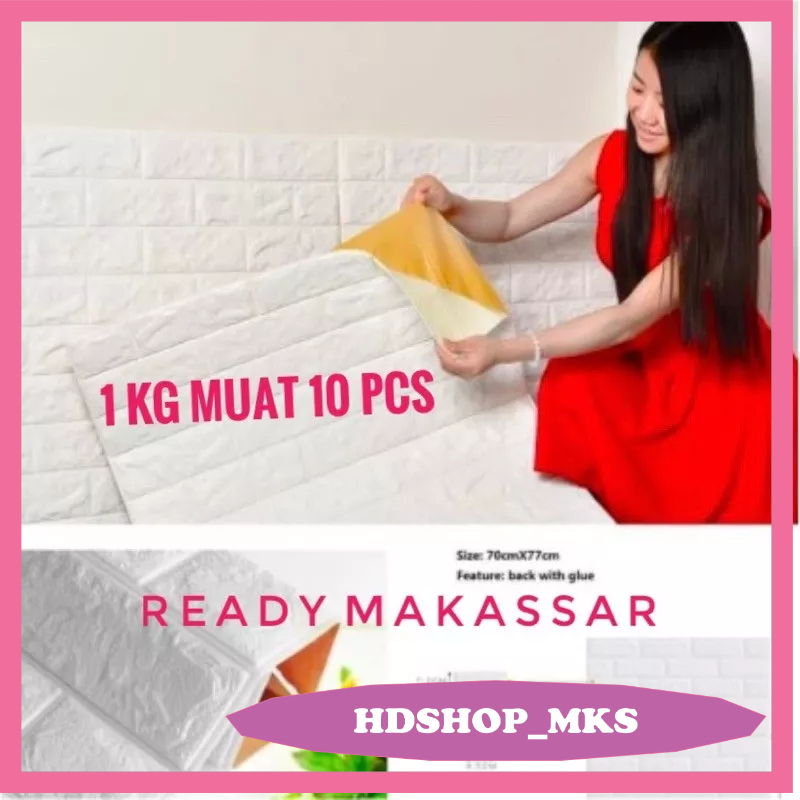 [READY] WALLPAPER FOAM DINDING RUMAH KAMAR 70 X 77 CM / WALPAPER DINDING TEBAL Motif BATA 3D PUTIH u
