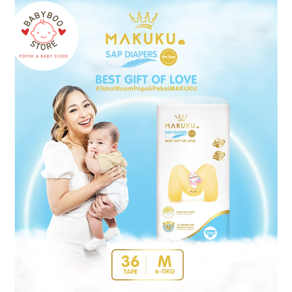 MAKUKU SAP Diapers Procare  M36 Popok Perekat Premium Lembut Mencegah Ruam Dan Anti Gumpal