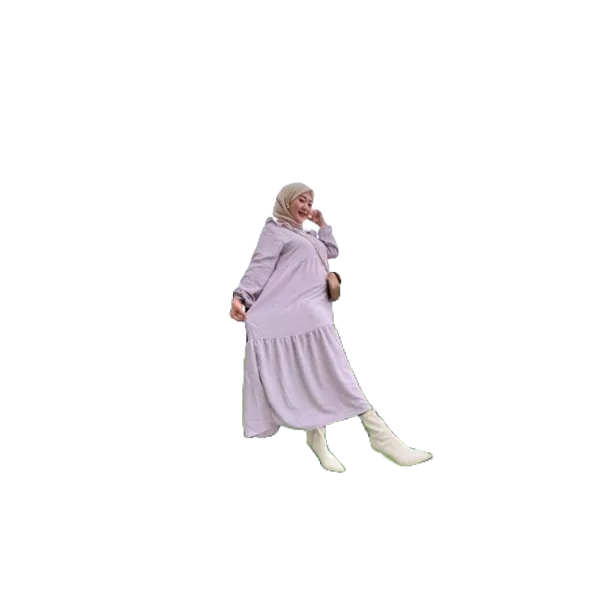 Midi dress Crinkle airflow import kerah renda busui