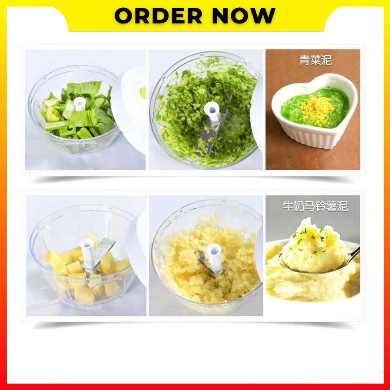Mini Food Chopper Blender Tangan Manual Menarik Tali Pemotong Penghancur Daging Buah Sayuran Juxin JX588 - OMHZP9GR