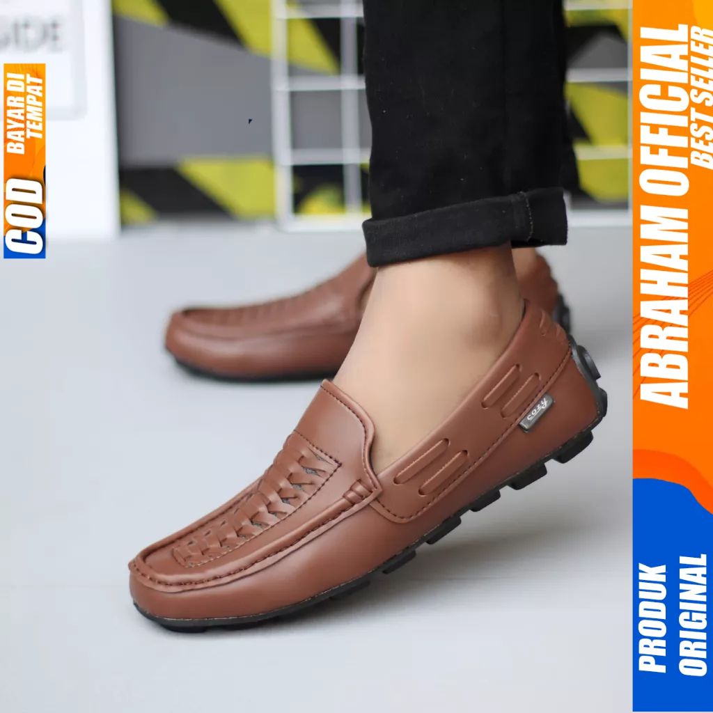 Sepatu Formal Kerja Casual Slop Kulit Pu Pria