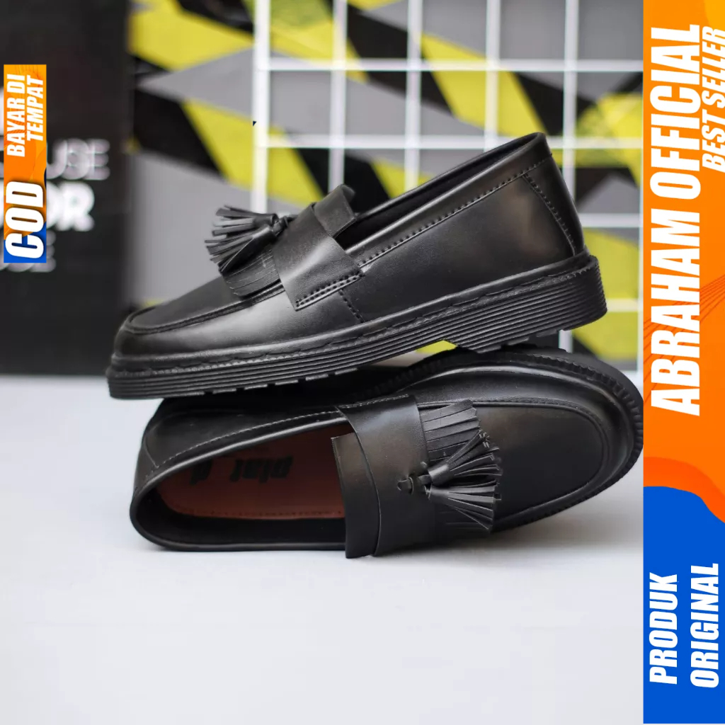 Sepatu Loafers Docmart Formal Hitam Kerja Pria