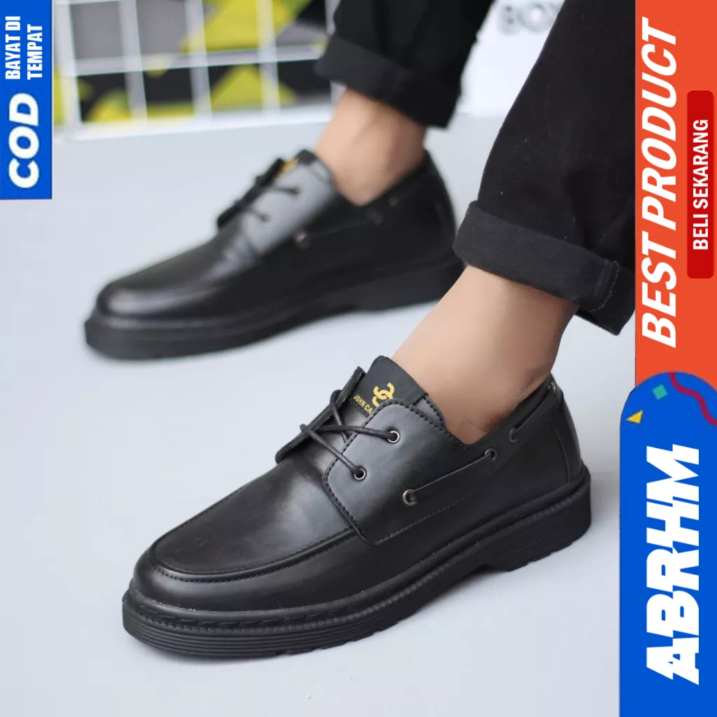 ABRHM Sepatu Casual Formal Pantofel Hitam Kerja Pria